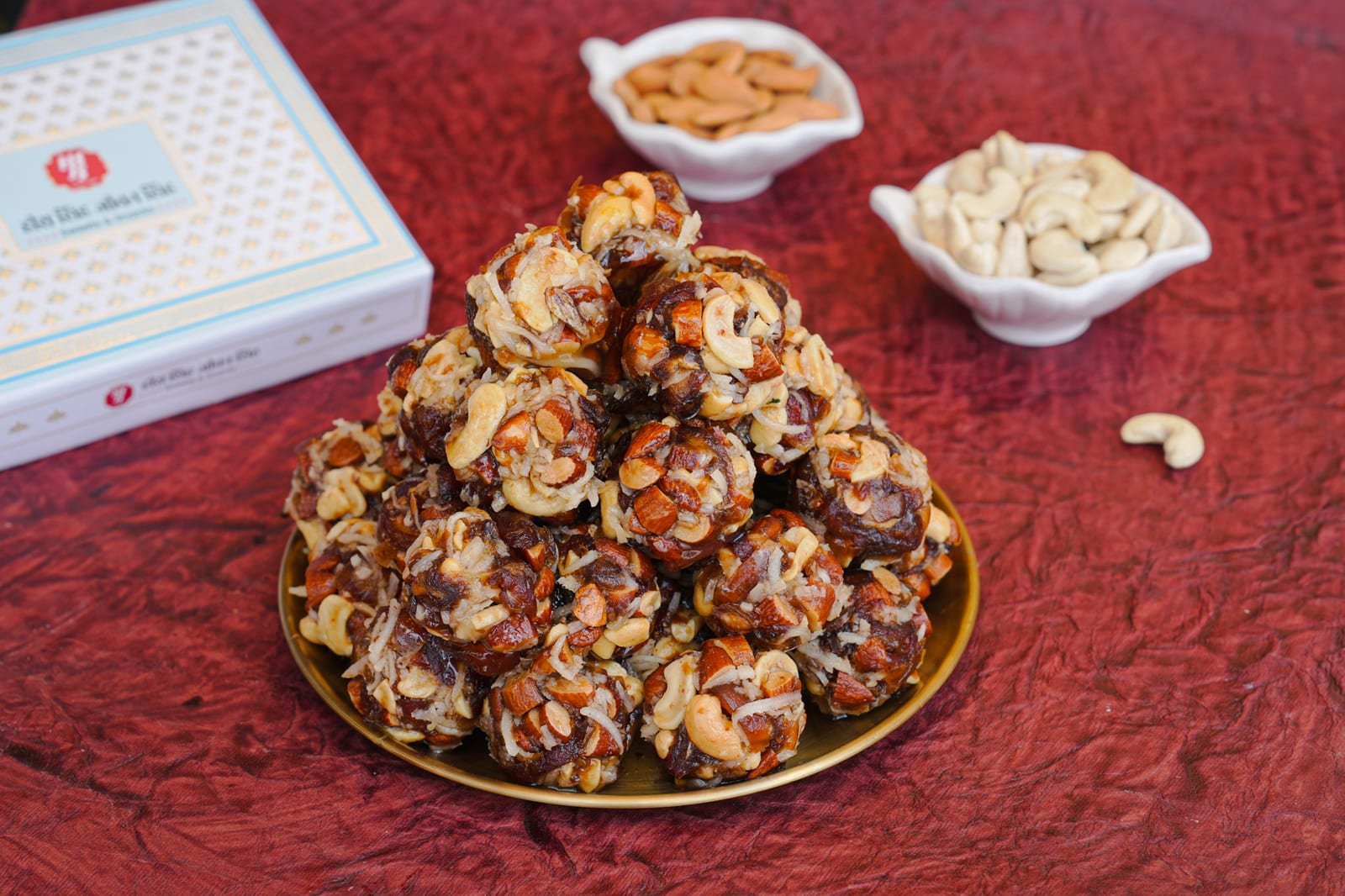 Date and dry-fruit laddu studded with cashew and almond